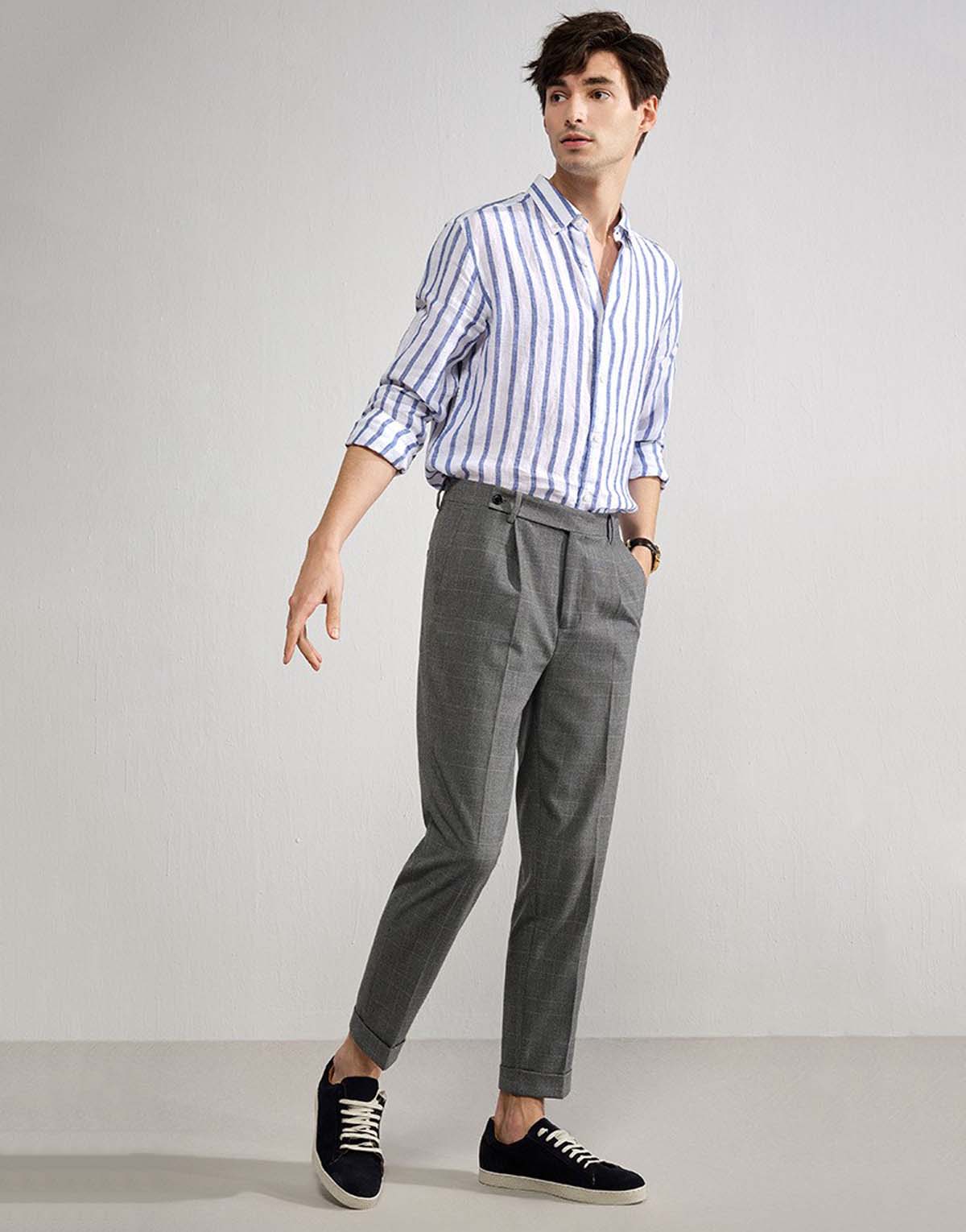 Men's Business Casual Plaid Dress Pants-mp-1591